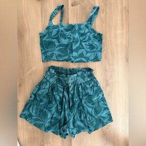 Teal Floral Crop Top and Shorts Set from Madewell